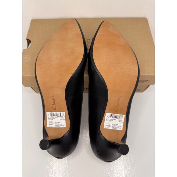 Clarks Linvale Jerica Black Leather Kitten Heel Pumps Women’s US 7.5 Wide New - Picture 6 of 10